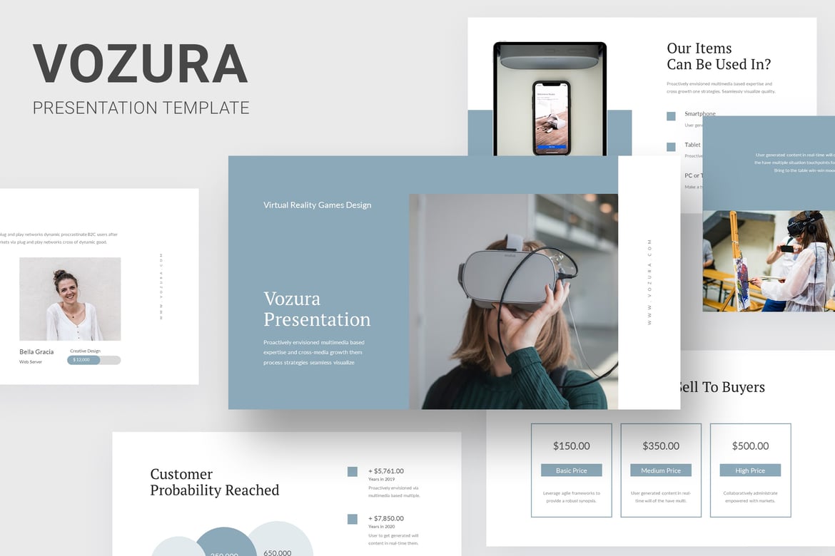 Vozura - Template PowerPoint untuk Game Realitas Virtual yang Menarik