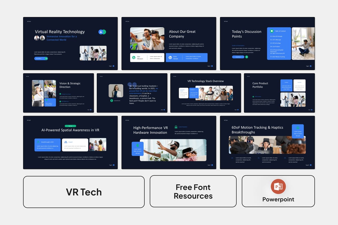 Template Presentasi VR Tech yang Menginspirasi