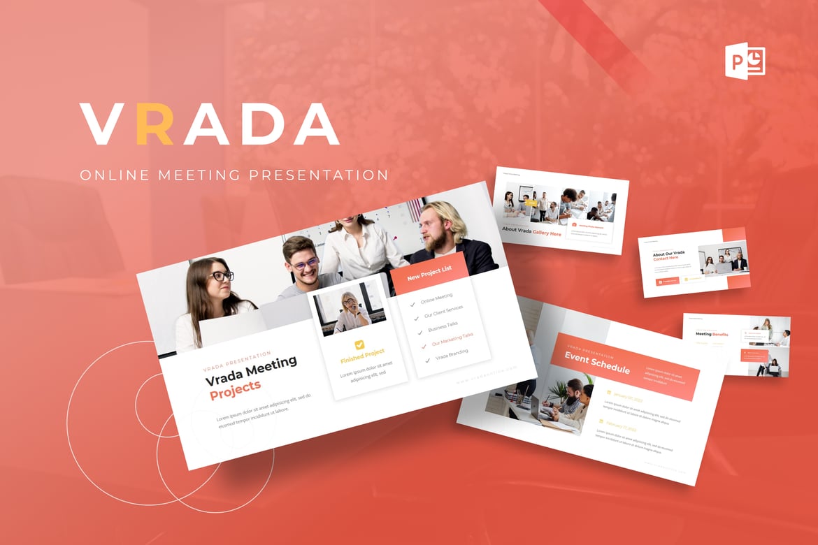 Template PowerPoint Vrada - Presentasi Pertemuan Online yang Profesional