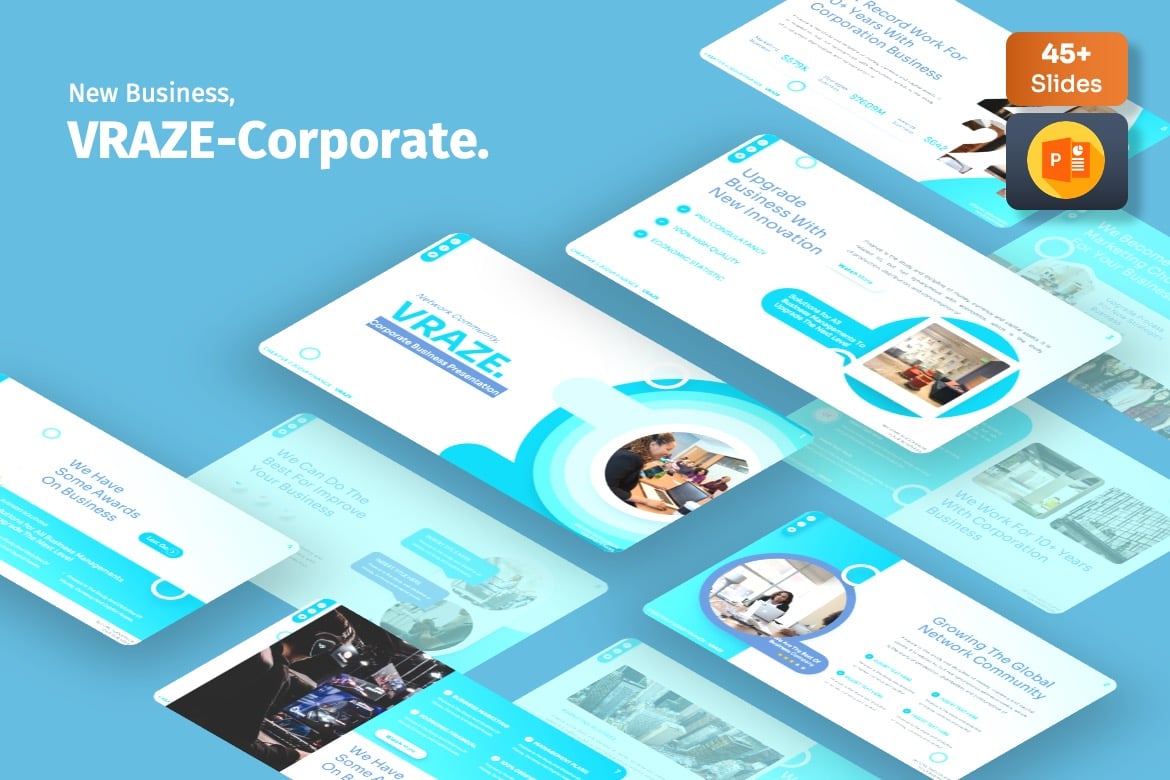 Vraze - Template Presentasi PowerPoint Korporat yang Menarik