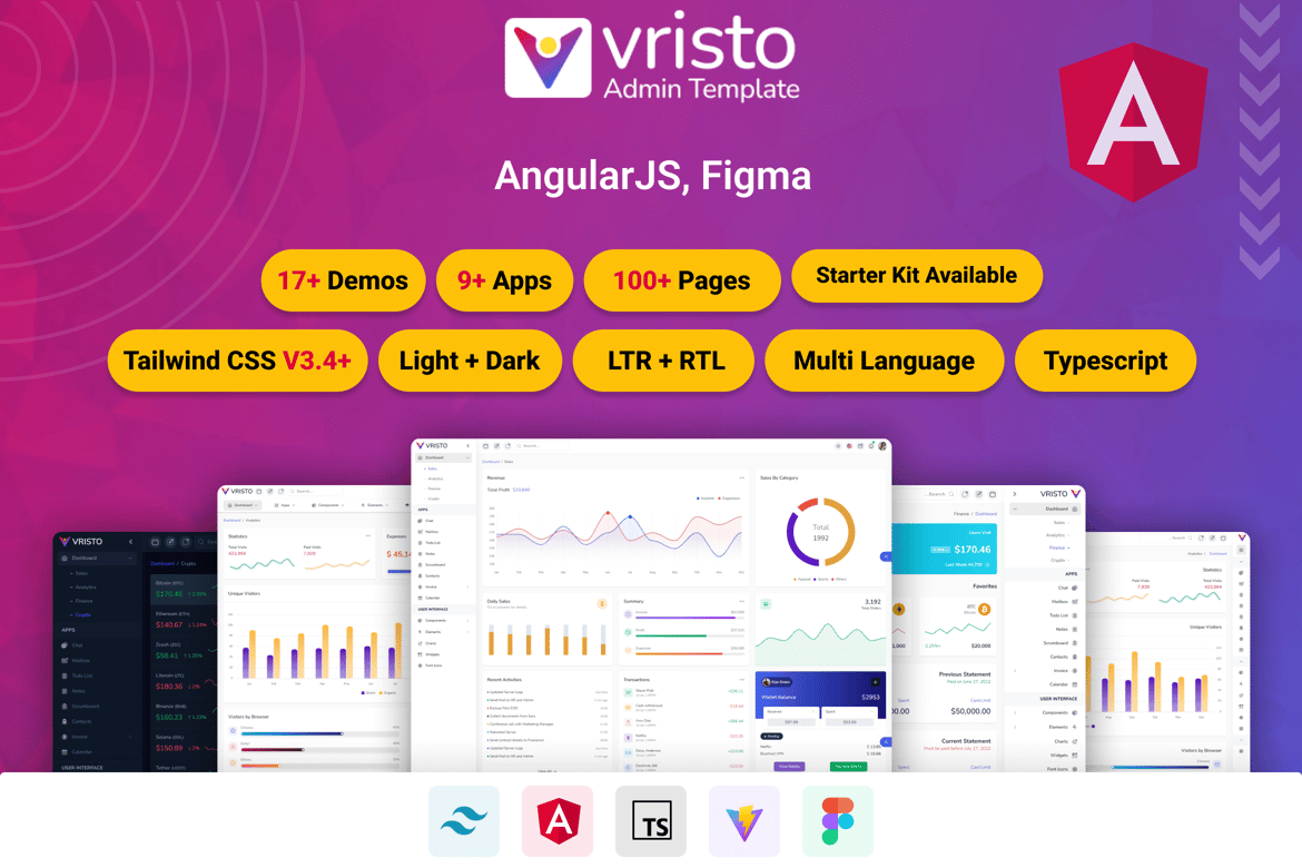 Vristo – Template Website Admin Angular Tailwind yang Serbaguna
