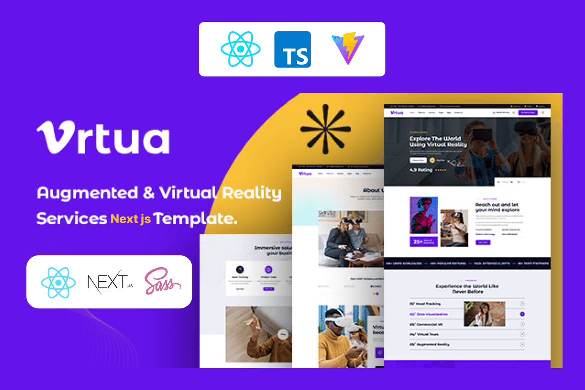Vrtua - Template Website Layanan Realitas Virtual dan Augmented yang Modern