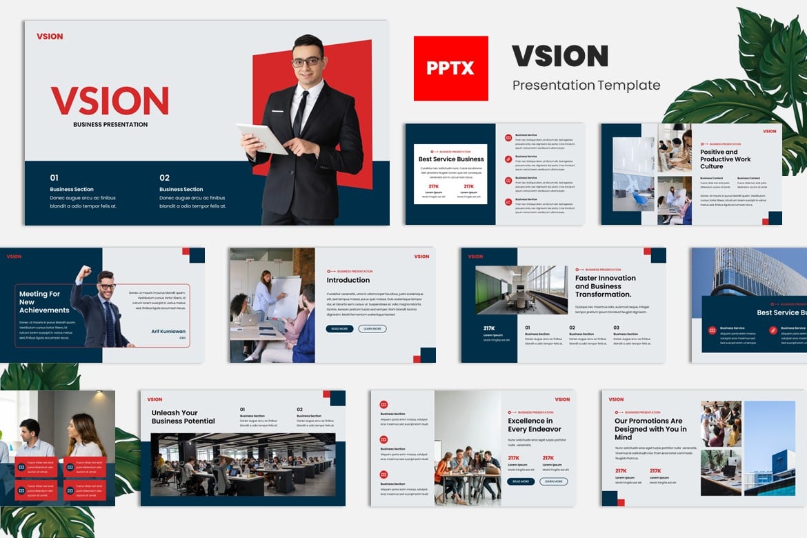 Vsion - Template Presentasi Rencana Bisnis Powerpoint yang Modern dan Profesional