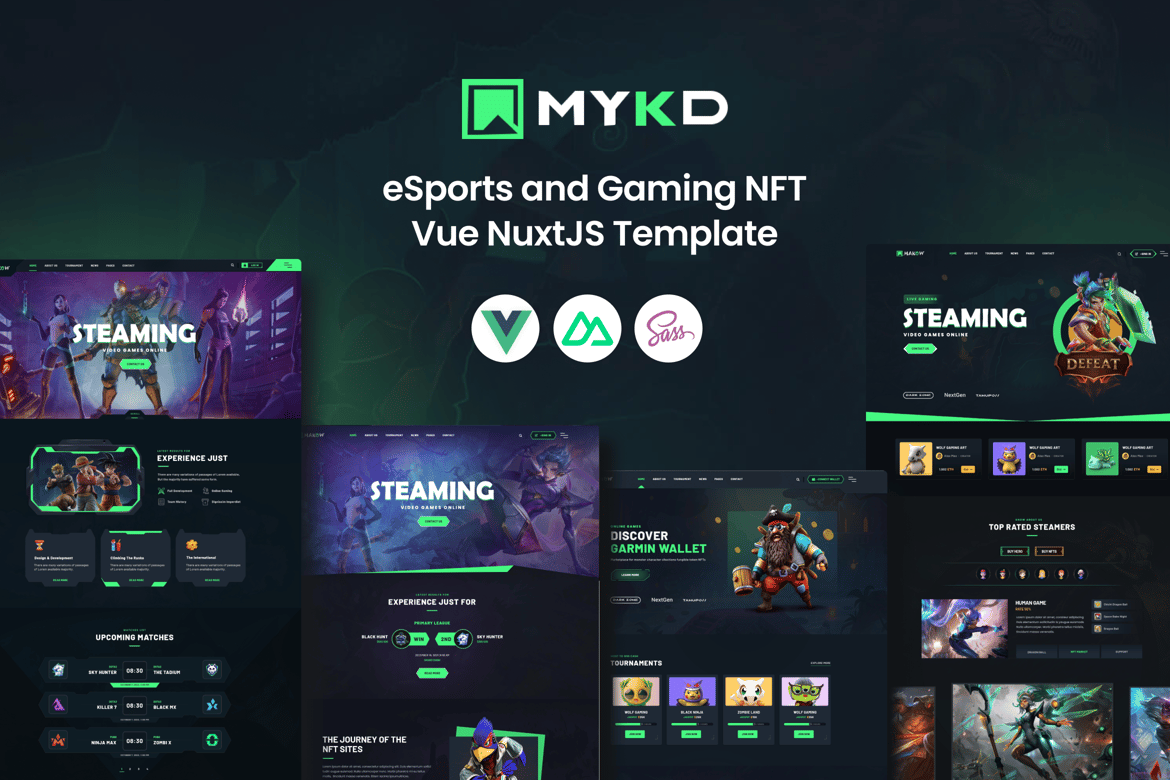 Template Website eSports dan Gaming NFT Vue Nuxt 4 yang Modern
