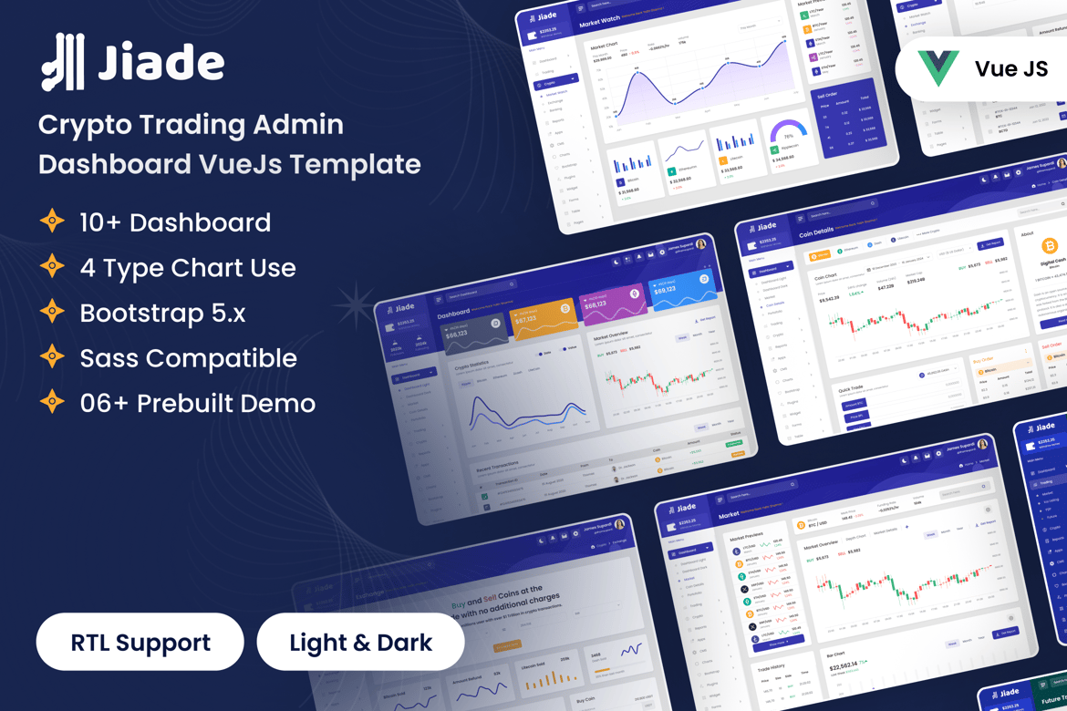 Template Website Dashboard Admin Trading Crypto VueJs Modern dan Responsif