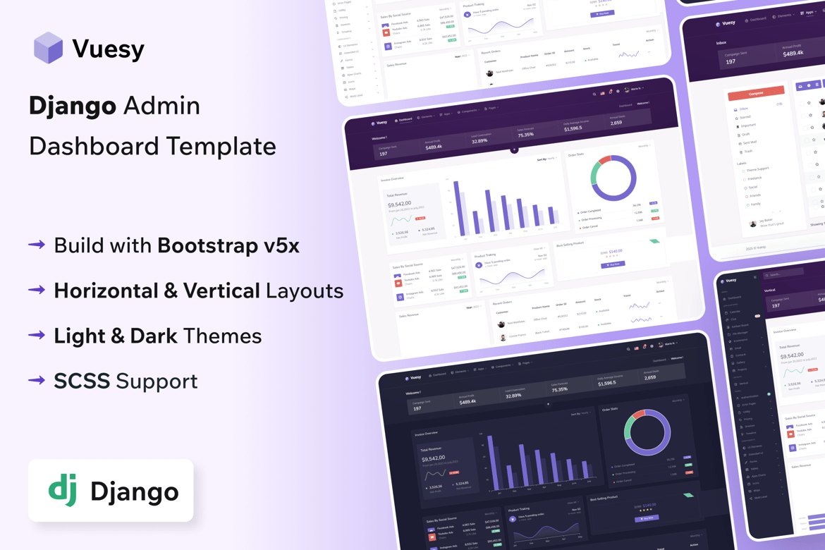 Vuesy - Template Admin Dashboard Modern untuk Django & HTML