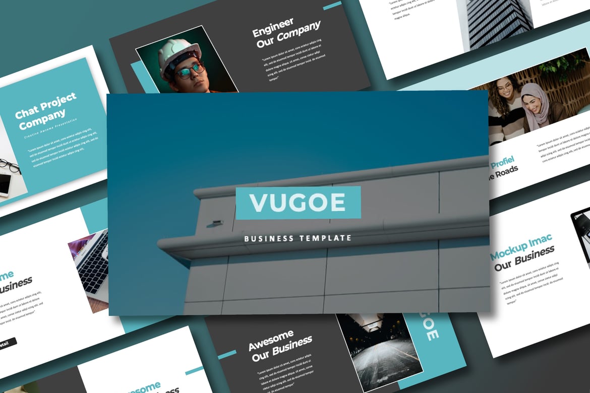 Template Presentasi PowerPoint Vugoe untuk Bisnis dan Teknik yang Modern