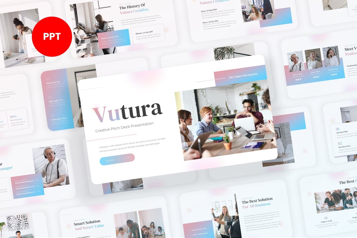 Vutura - Template PowerPoint Pitch Deck Kreatif dan Elegan