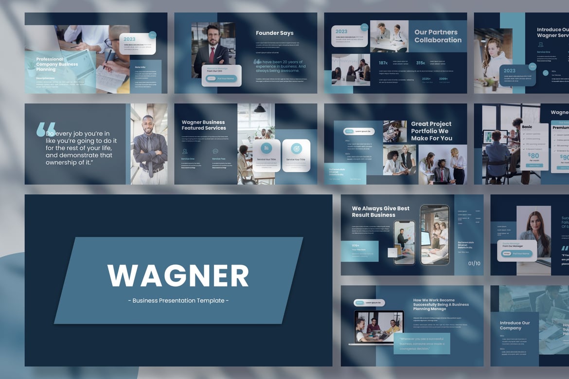 Template Presentasi PowerPoint Wagner yang Menarik untuk Bisnis Anda