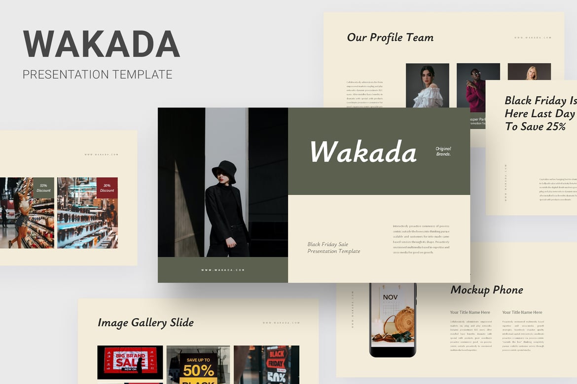 Template Presentasi PowerPoint Wakada - Diskon Black Friday