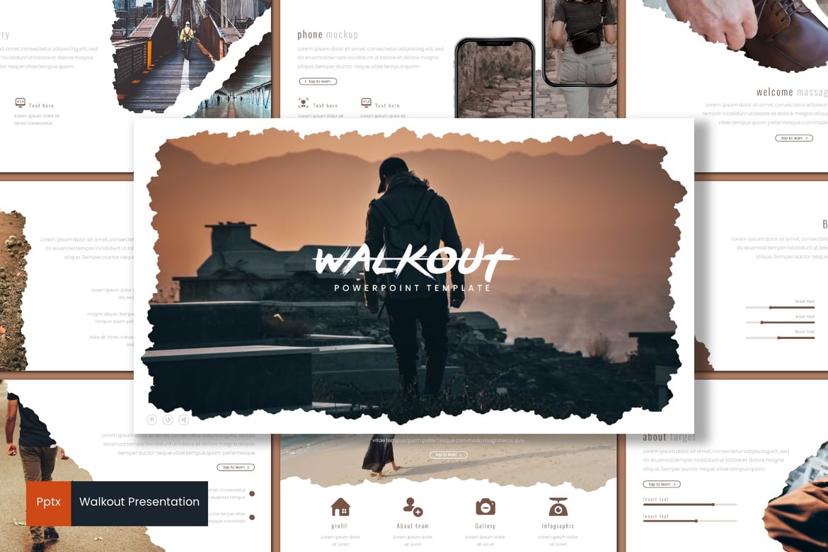 Template Presentasi PowerPoint Walkout yang Kreatif dan Minimalis