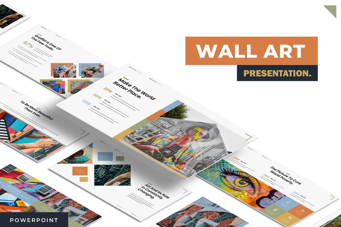 Template Presentasi PowerPoint - Wall Art yang Menarik