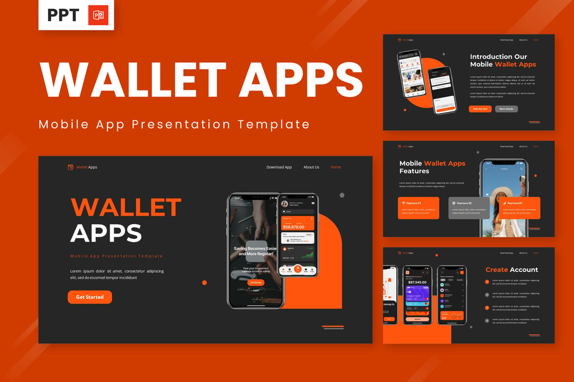 Template Presentasi PowerPoint Aplikasi Dompet - Desain Menarik untuk Berbagai Kebutuhan