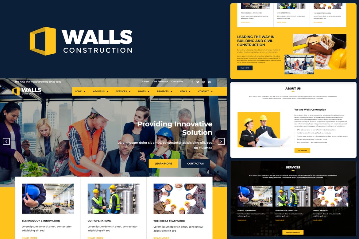 Template Website Konstruksi - Walls yang Modern dan Responsif