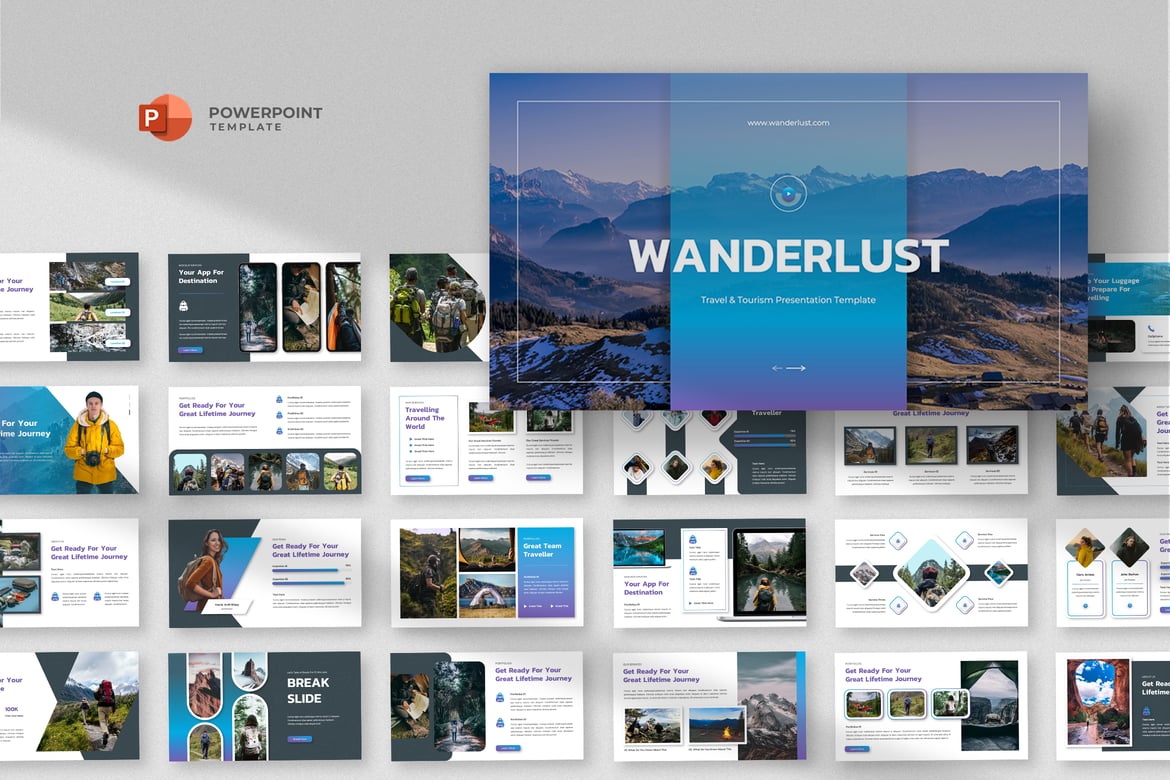 Template Powerpoint Petualangan - Wanderlust untuk Travel dan Wisata
