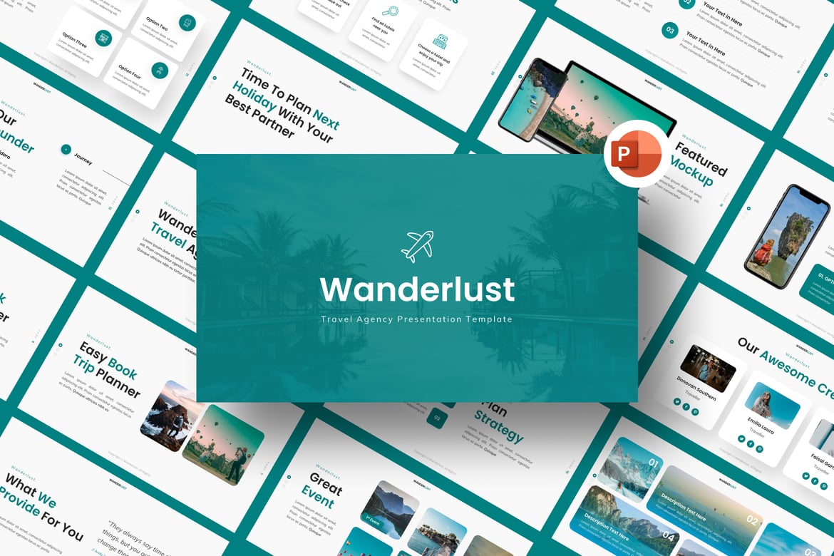 Template Presentasi PowerPoint Agensi Perjalanan Wanderlust yang Modern