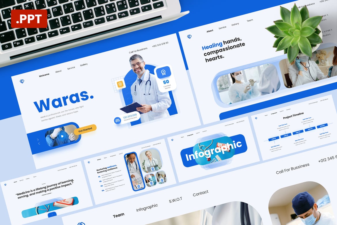 Template Presentasi PowerPoint Waras - Solusi Kreatif untuk Pitch Deck Anda