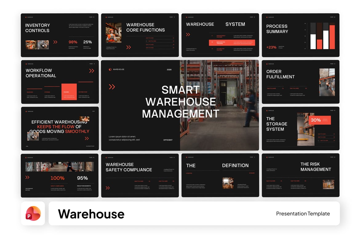 Template Presentasi PowerPoint untuk Manajemen Gudang