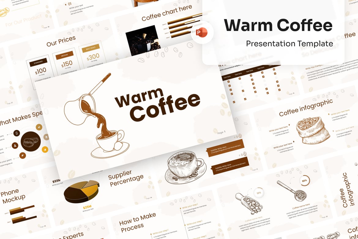 Template PowerPoint Kopi Hangat yang Menyentuh Hati