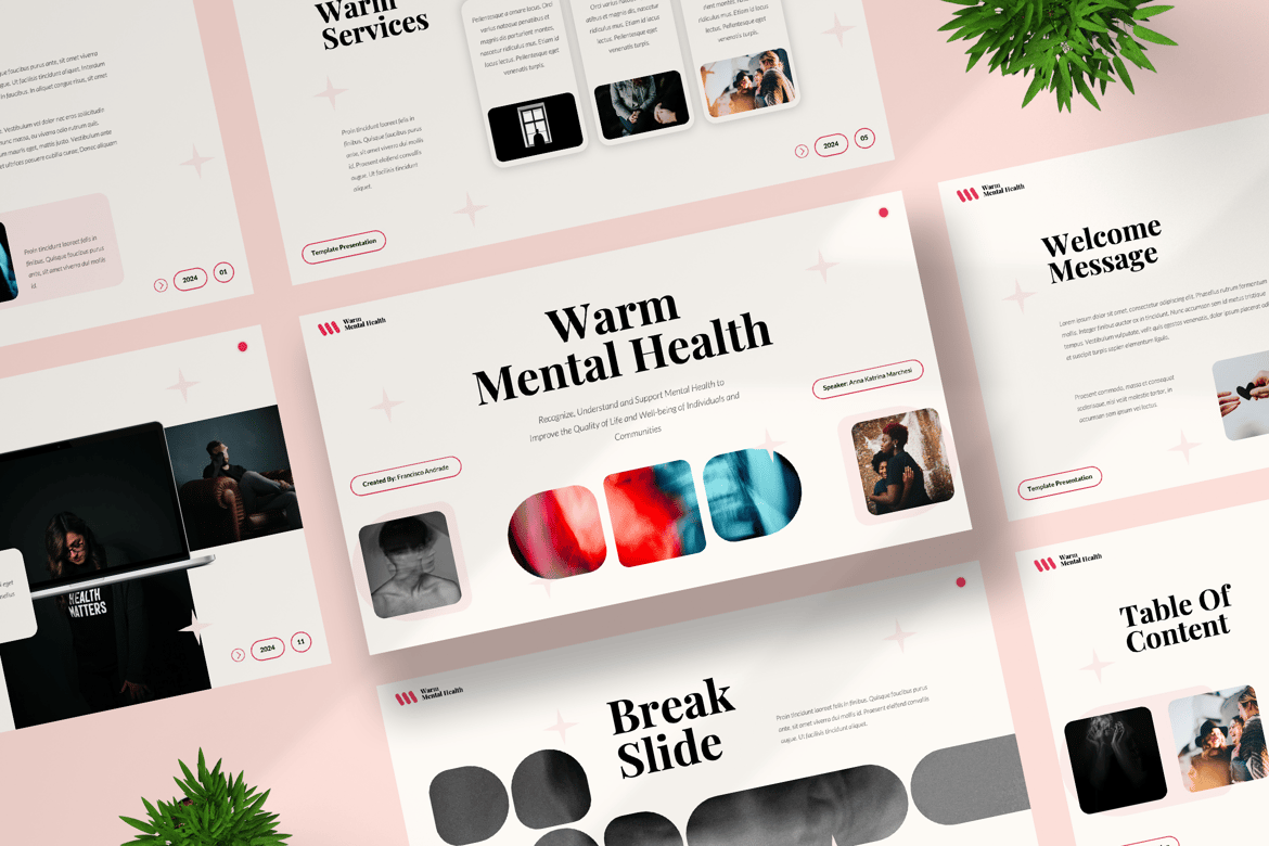 Template Powerpoint Kesehatan Mental yang Hangat dan Menarik