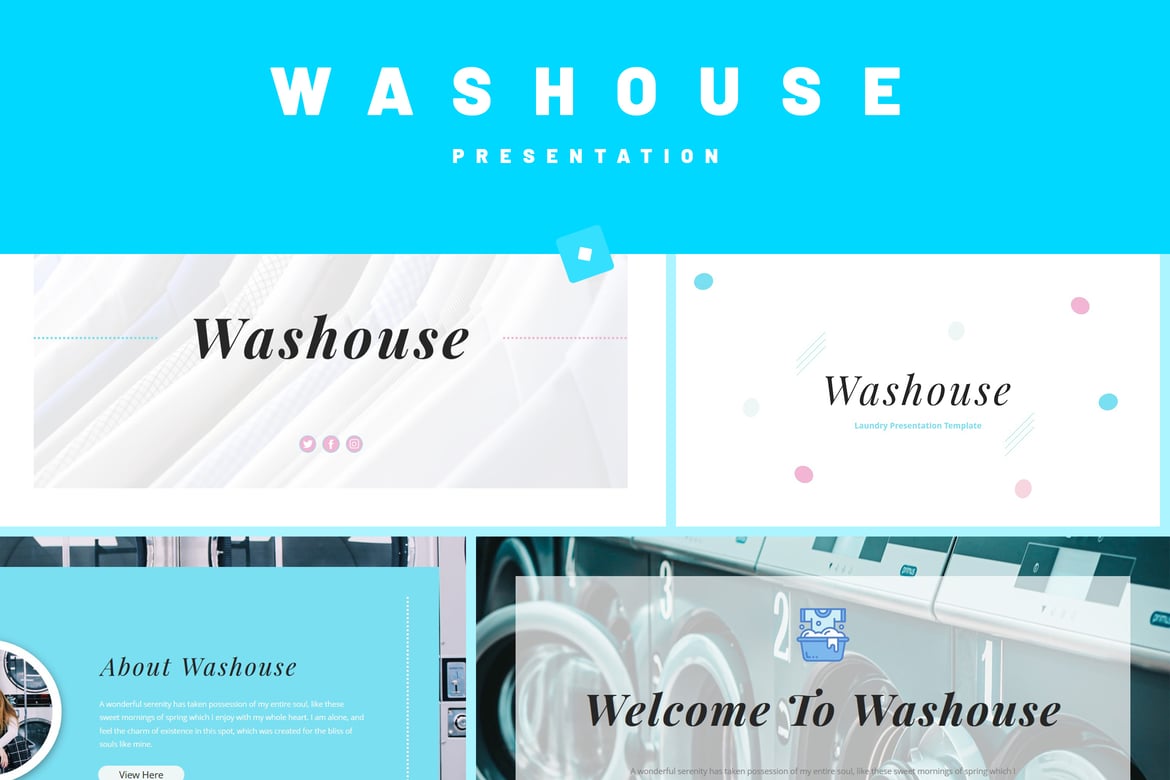Washouse - Template Presentasi PowerPoint untuk Bisnis Laundry