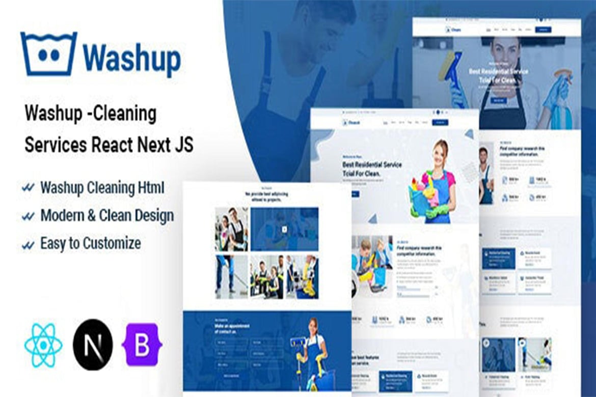 Template Website Jasa Kebersihan Washup - Solusi Modern untuk Bisnis Anda