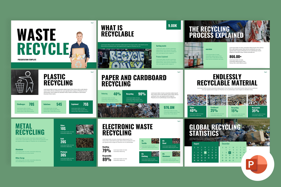 Template Presentasi PowerPoint Daur Ulang Sampah yang Menarik
