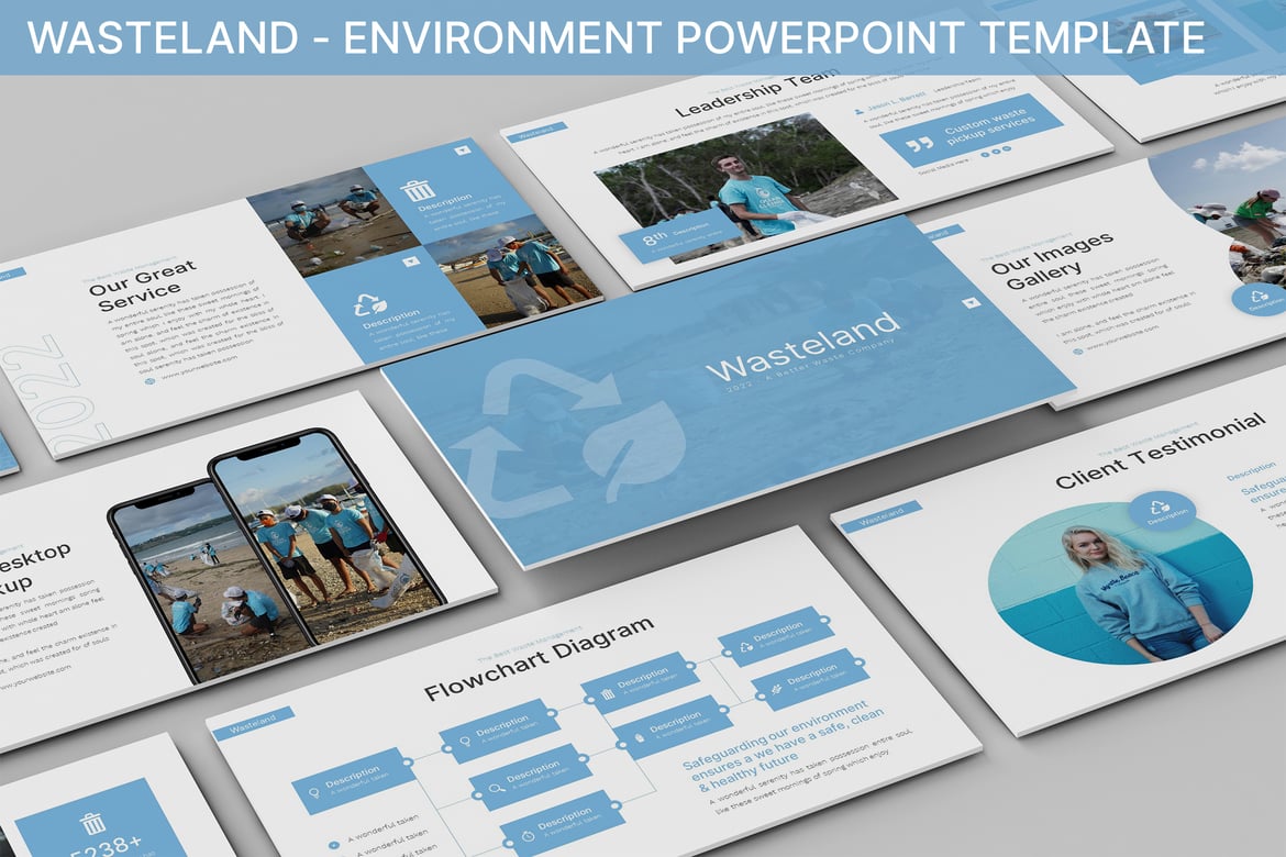 Template Powerpoint Wasteland - Desain Presentasi Lingkungan yang Menarik