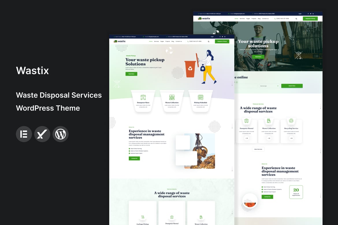 Wastix - Tema WordPress Layanan Pengelolaan Sampah yang Modern dan Elegan