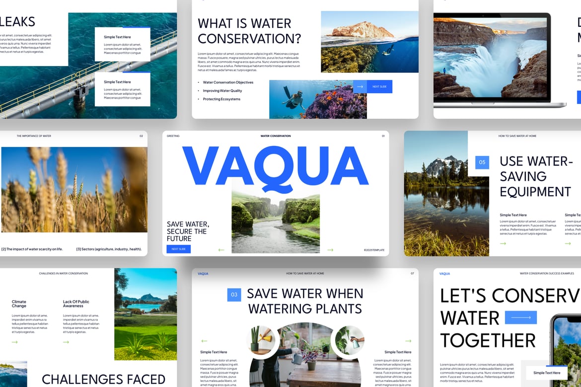 Template Presentasi PowerPoint Konservasi Air yang Menarik