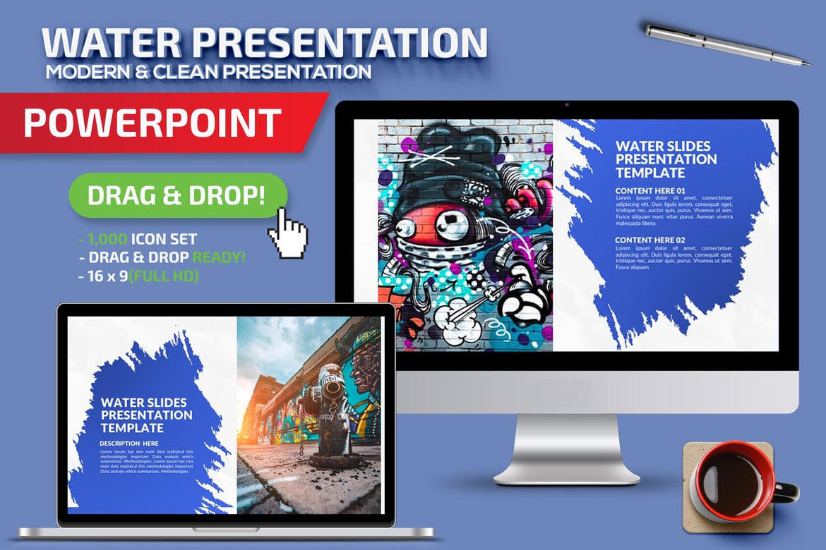 Template Presentasi Powerpoint Air yang Menarik