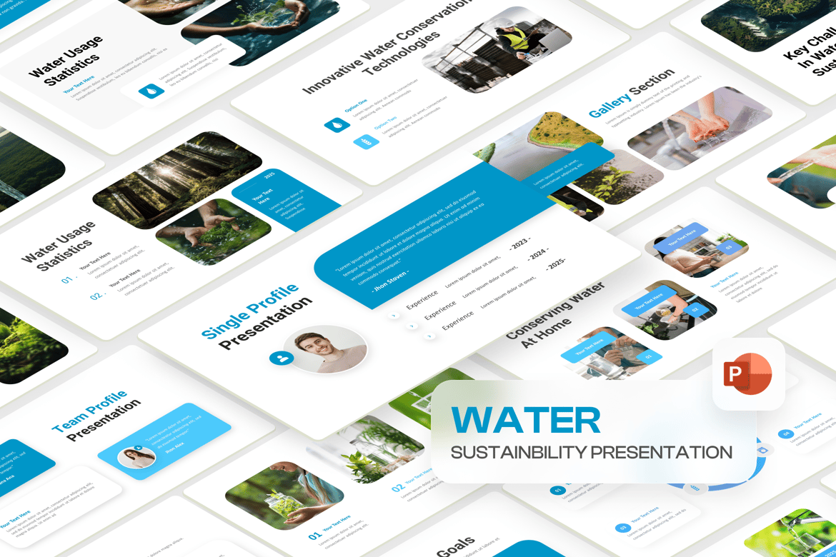 Template PowerPoint Keberlanjutan Air yang Modern dan Menarik