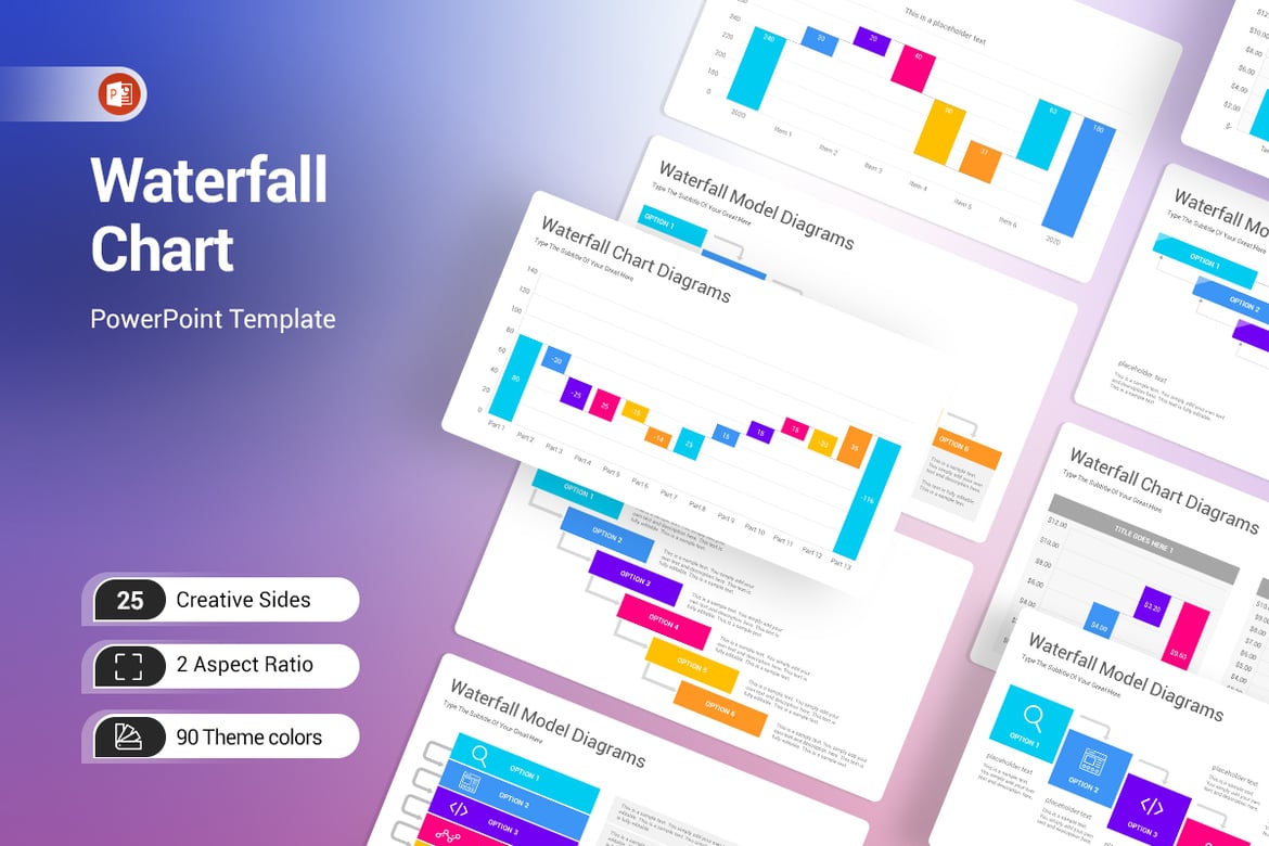 Template PowerPoint Grafik Waterfall yang Menarik dan Profesional