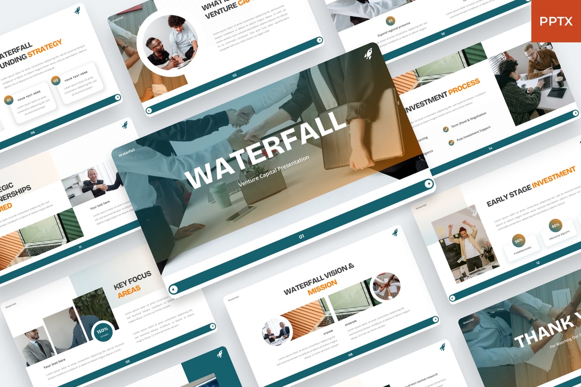 Template PowerPoint Air Terjun - Solusi Presentasi untuk Modal Ventura
