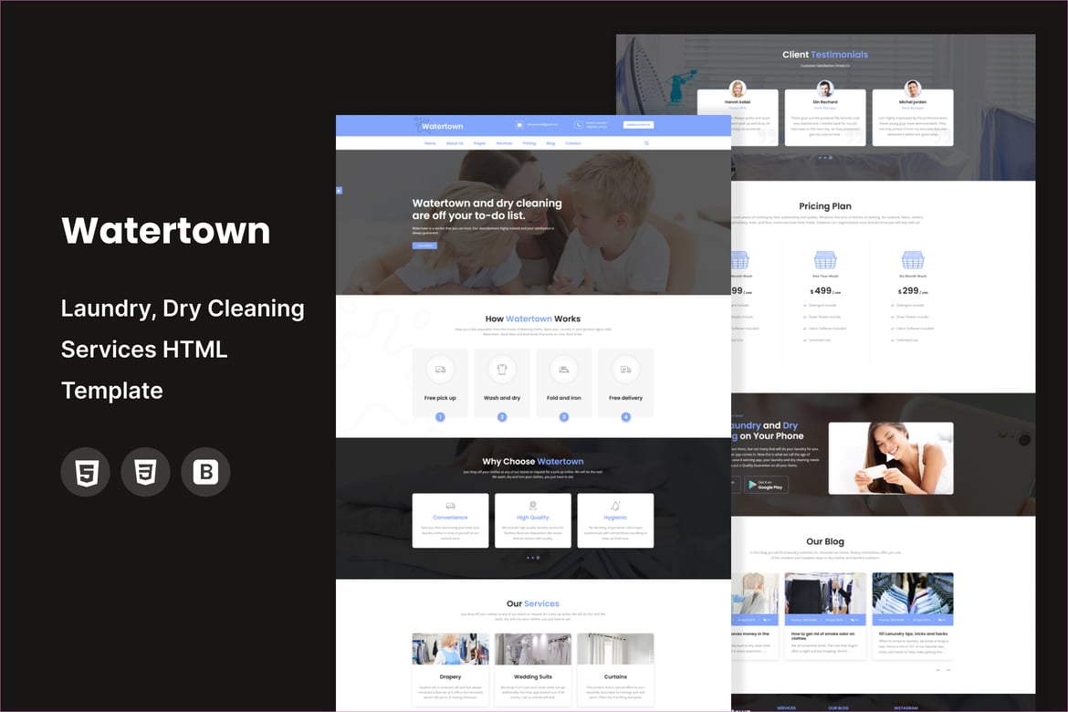 Template Website Watertown: Solusi Terbaik untuk Jasa Laundry Anda