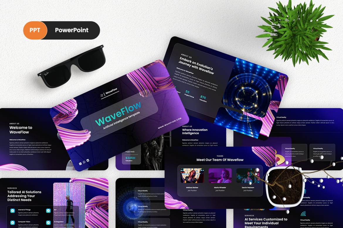 Template PowerPoint WaveFlow: Solusi Kreatif untuk Pitch Deck Anda