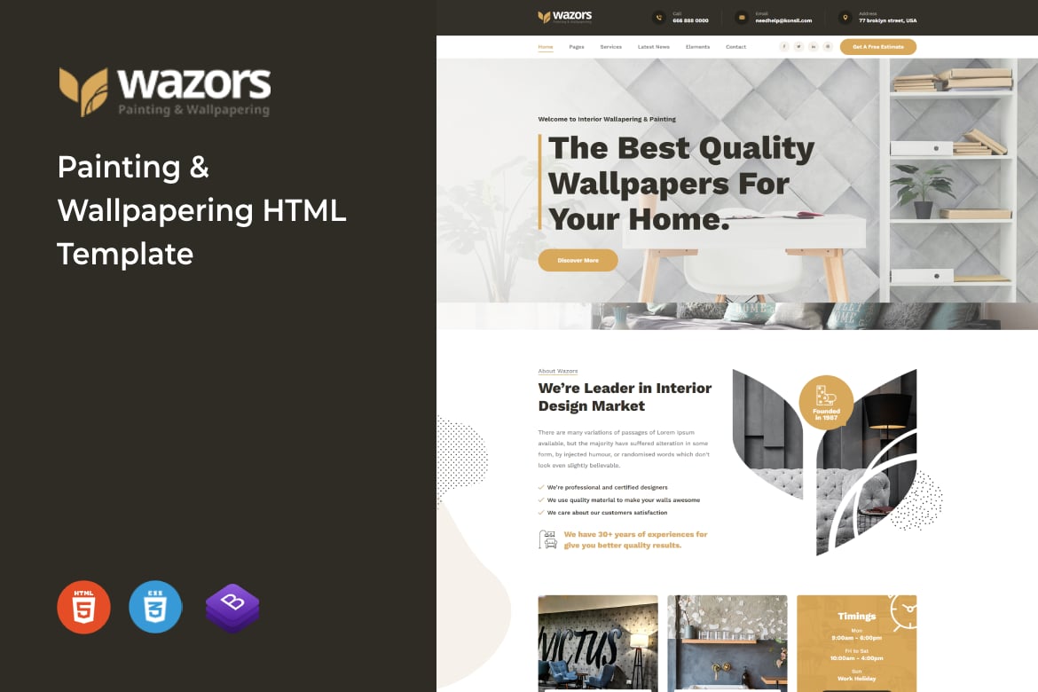Wazors - Template Website Modern untuk Layanan Cat dan Wallpaper