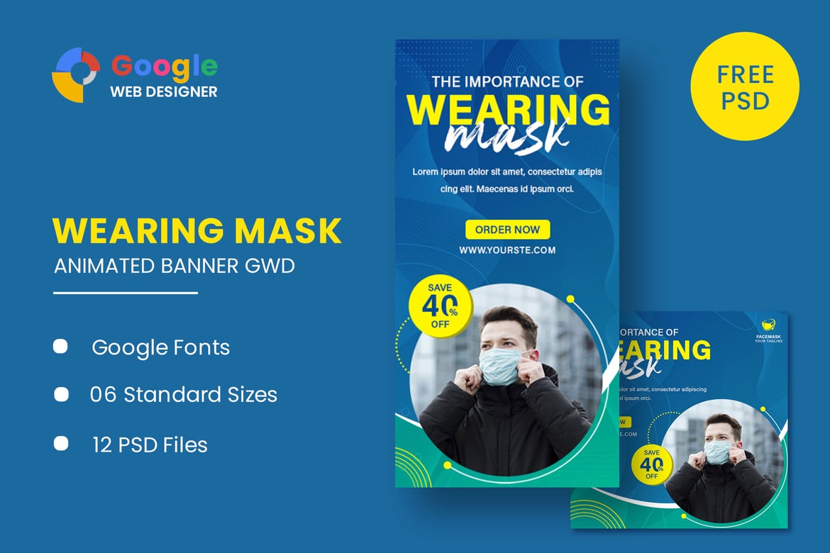 Template Web Banner Animasi Penggunaan Masker