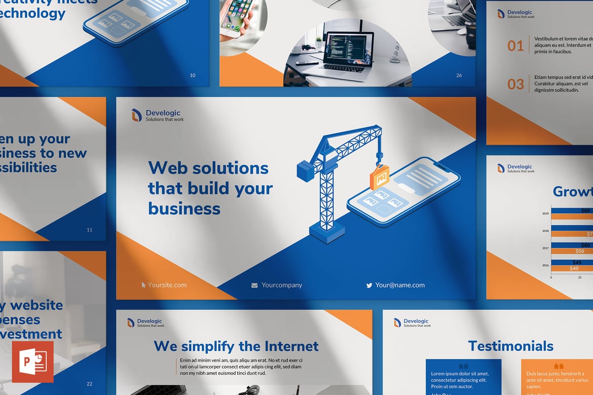 Template PowerPoint untuk Pengembangan Web & Mobile yang Menarik