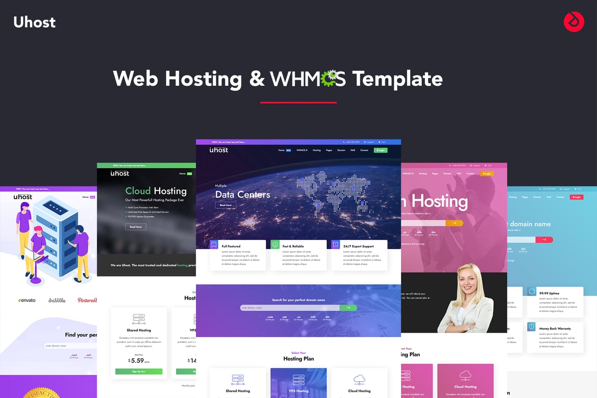 Template Website Hosting & WHMCS - Uhost yang Menawan