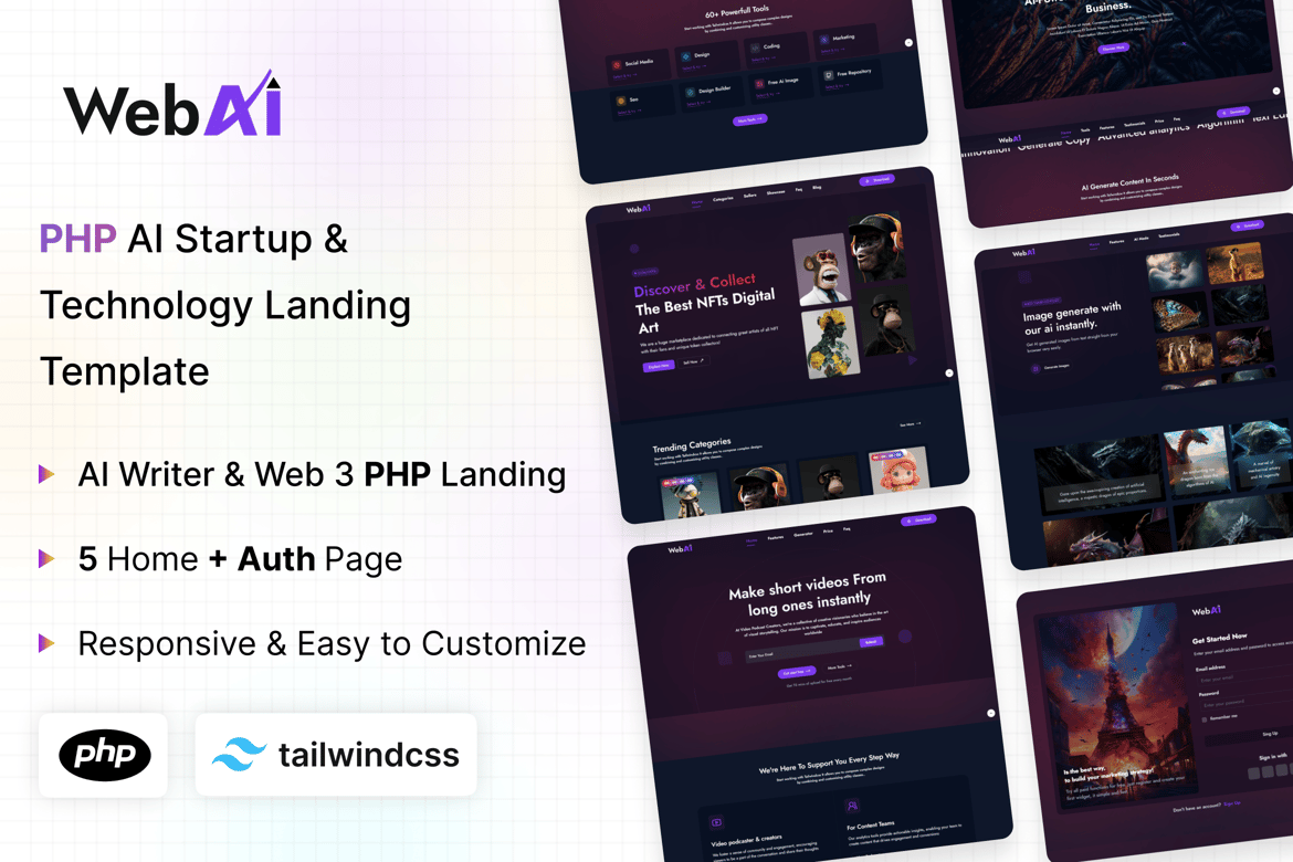 WebAI - Template Website PHP untuk Startup dan Teknologi AI