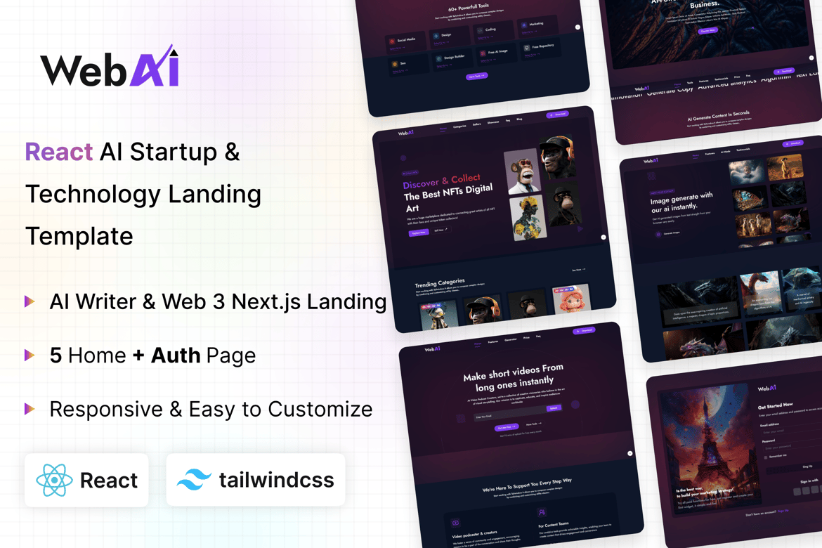 WebAI - Template Website React untuk Startup AI dan Teknologi