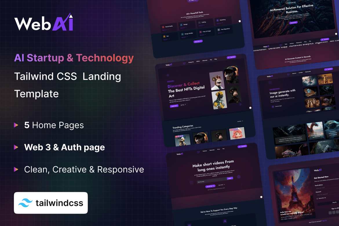 WebAI - Template Website AI Startup dengan Tailwind CSS yang Menawan