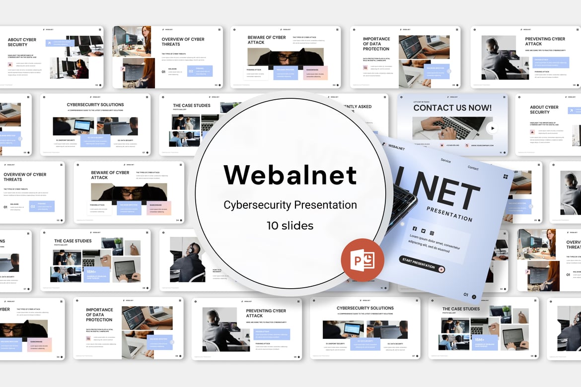 Template Presentasi Powerpoint Webalnet - Solusi Keamanan Siber yang Menarik