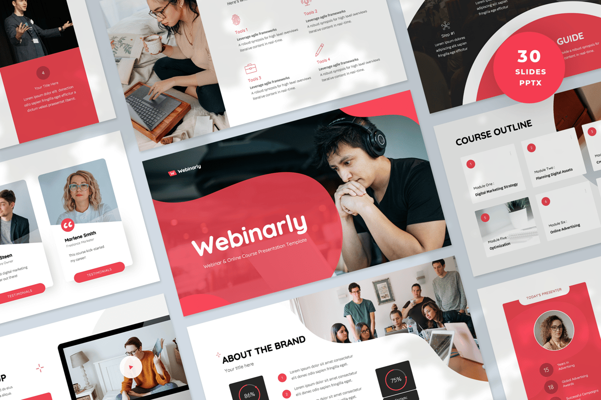 Template Presentasi PowerPoint untuk Webinar dan E-Course yang Modern