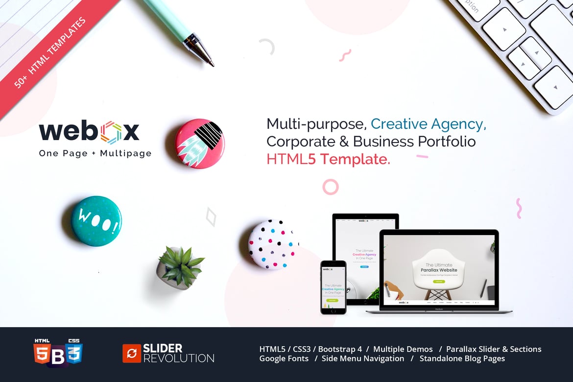 Webox - Template Website Parallax Satu Halaman yang Responsif