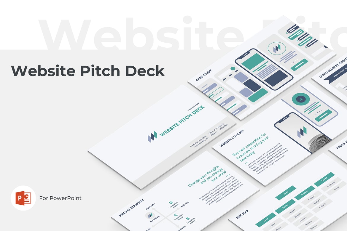 Template Presentasi PowerPoint Pitch Deck Website yang Menarik