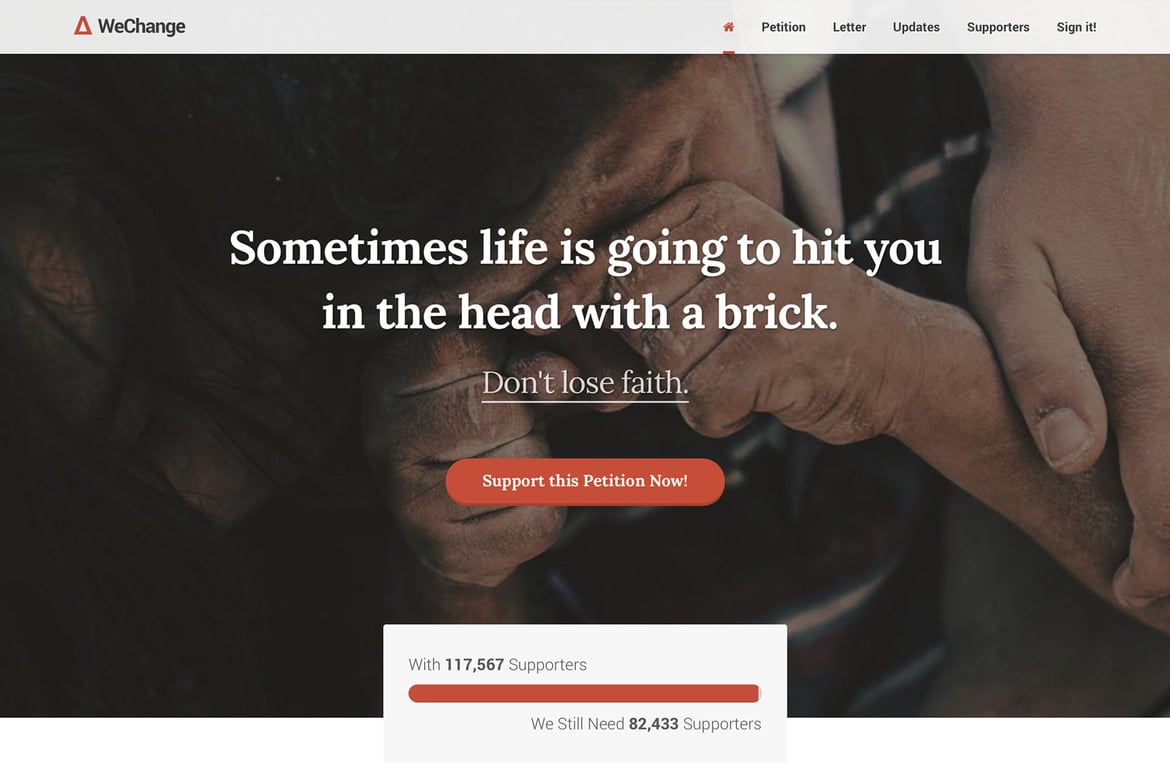 WeChange - Template Website Petisi Satu Halaman yang Menarik