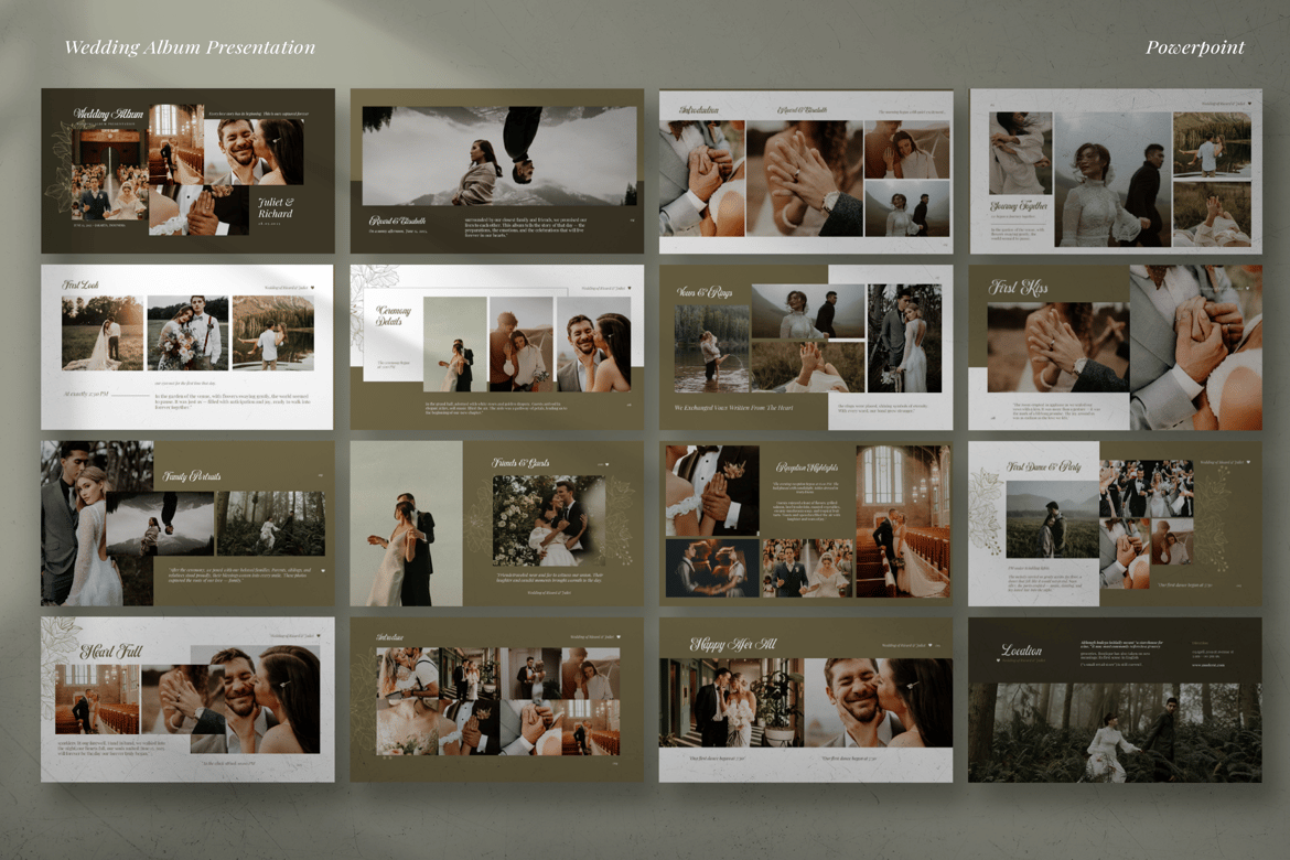 Template PowerPoint Album Pernikahan yang Elegan