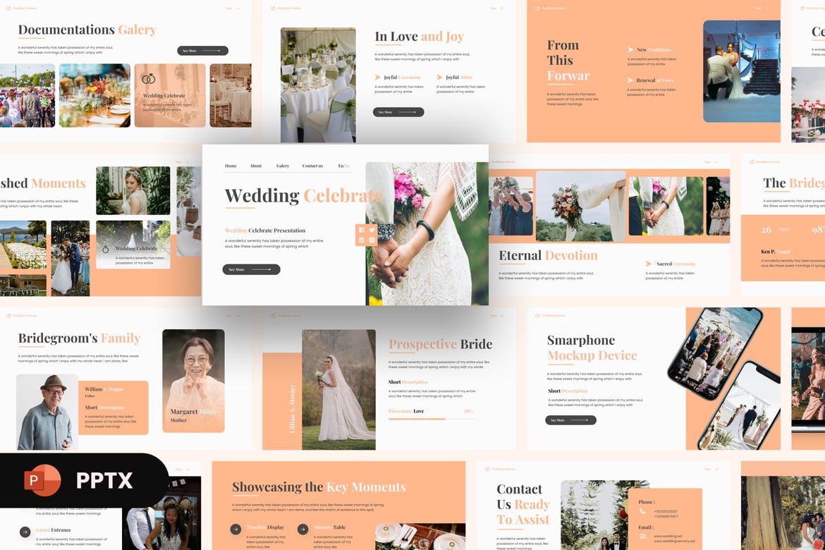 Template PowerPoint Pernikahan yang Elegan untuk Merayakan Cinta